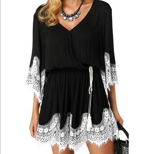 Carprinass Women's Chic Wrap Front Casual Short Jumpsuits Shirts Rompers